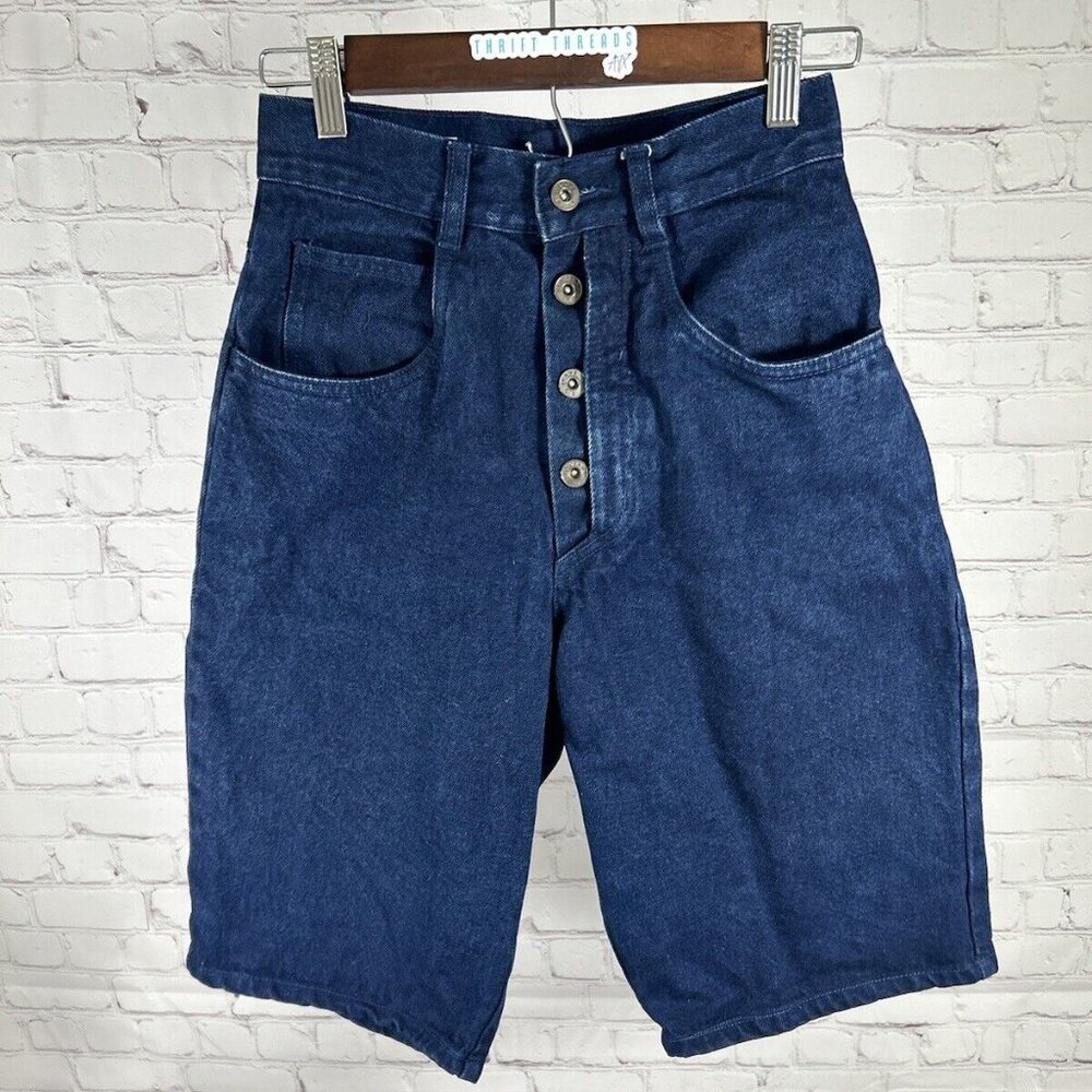 VTG Rio By Stephen Mardon Dark Wash High Rise Blue Denim Shorts 9 (24 x 11)